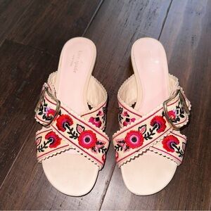 Kate Spade Faris Multicolor Floral Embroidery Slide Sandal Size 7M